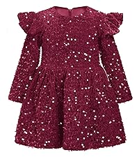 Red Velvet Dress for Girls Sparkly Christmas Holiday Velvet Dresses 