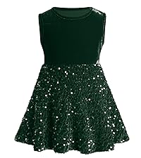 Green Velvet Christmas Dress Girls Sparkly Holiday Dresses