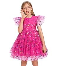 Toddler Girl Birthday Dress Shiny Rainbow Star Tulle Dresses