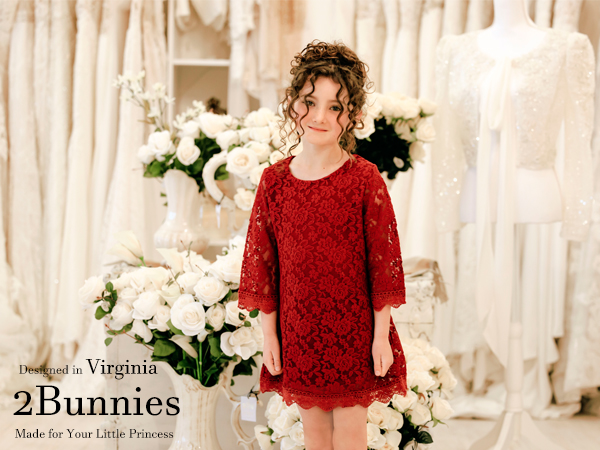 2Bunnies Boho Lace Girl Dress in Burgundy