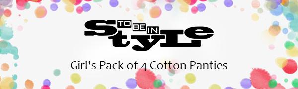 ToBeInStyle Girls'' Pack of 4 Cotton Panties