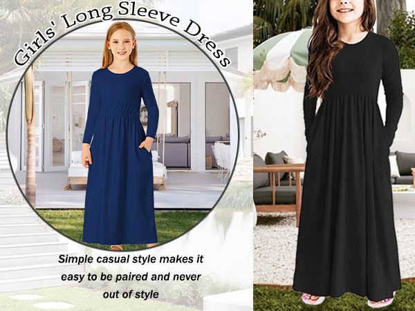 Girls Long Sleeve Maxi Dress