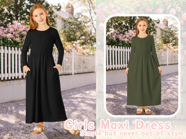 Girls Long Sleeve Maxi Dress