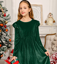 Girls Xmas Velvet Dress