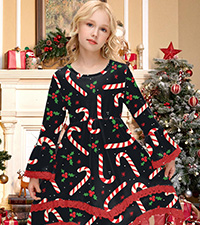 Girls Xmas Tiered Dress