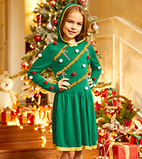 Girls Xmas Tree Dress