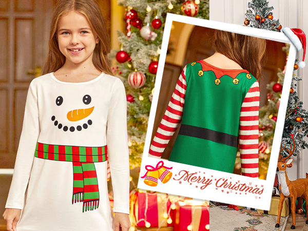 Girls Christmas Long Sleeve Midi Dress