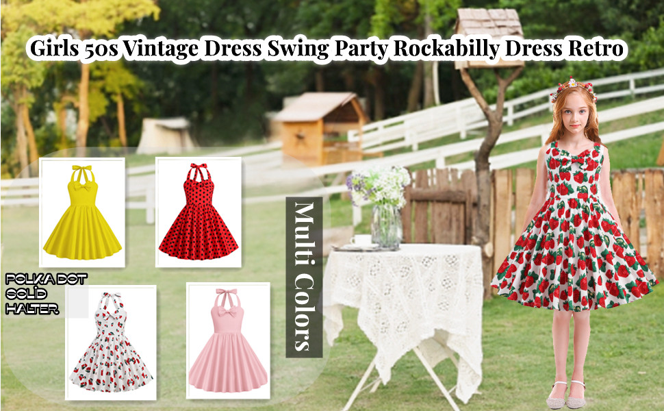 Kids ''Audrey'' Vintage Polka Dot 50''s Girls Dress