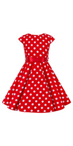 Kids Girls 50s Audrey Vintage Polka Dot Swing Party Rockabilly Dress Retro Peter Pan Doll