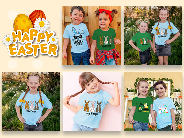 Boys Girls Easter Shirts Bunny Tshirt Short Sleeve Cotton Top Funny Rabbit Graphic Tshirts 