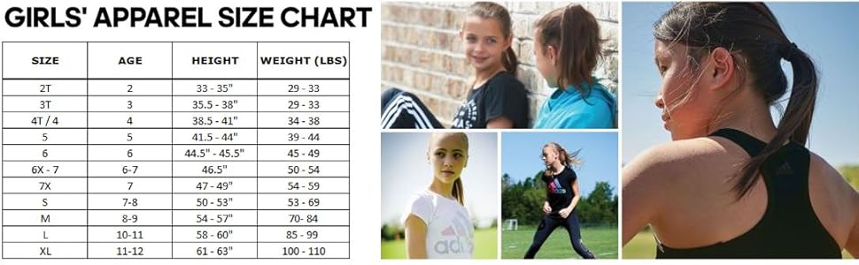 size chart fit guide girls clothes gym active action athletic