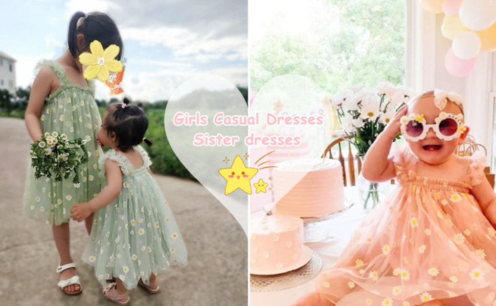 Toddler Baby Girl Flower Tulle Tutu Dress Strappy Princess Dresses Sundress