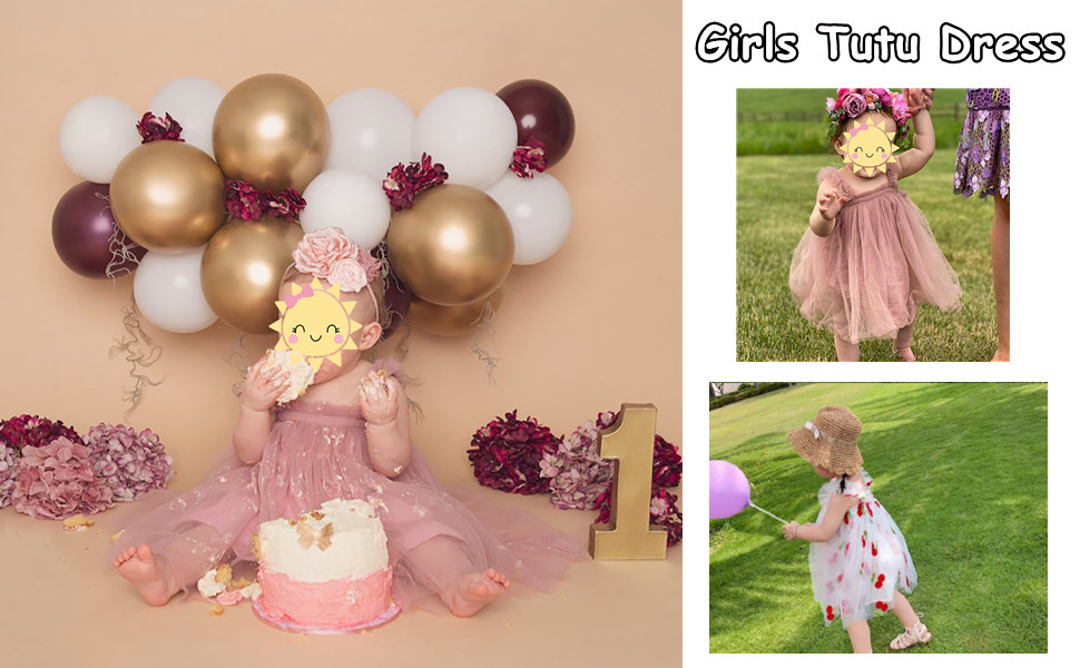 Toddler Baby Girl Tutu Tulle Princess Summer Dress+Flower Headband Party Photoshoot