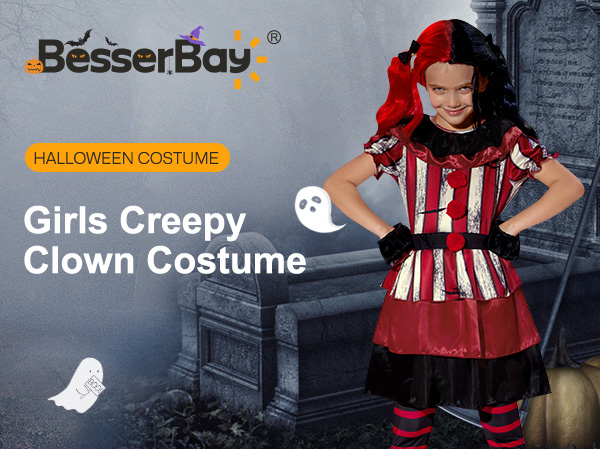 girls creepy clown costume