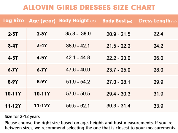 allovin dress size chart