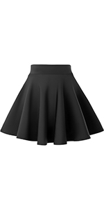 girls black flared pleated skirt with shorts