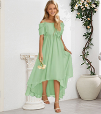 juniors bridesmaid dresses for wedding high low flower girl dresses with sleeves brithday party gown