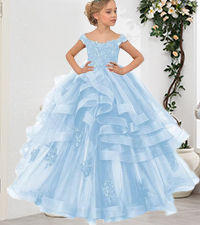 Lace Flower Girls Dresses for Wedding Long Princess Pageant Dresses Kids Prom Puffy Tulle Ball Gown