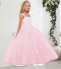 Lace Flower Girl Dresses for Wedding Long Tulle Princess Pageant Dresses Kids Sleeveless Ball Gowns