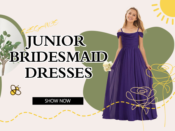 Cold Shoulder Chiffon Junior Bridesmaid Dress for Wedding Teen Girls Party Pageant Gowns