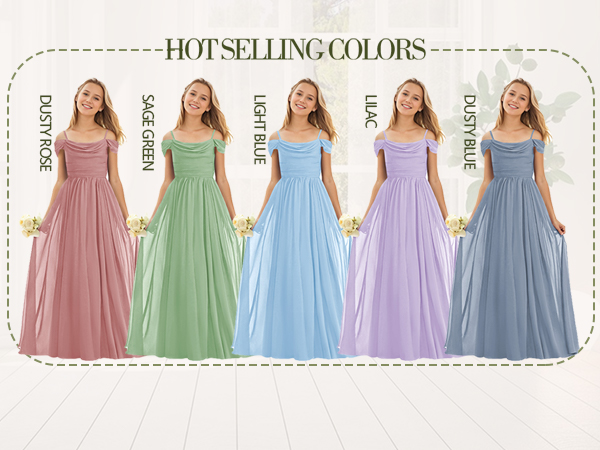 Girls Off Shoulder Junior Bridesmaid Dresses First Communion Dress Cowl Neck Princess Ball Gowns