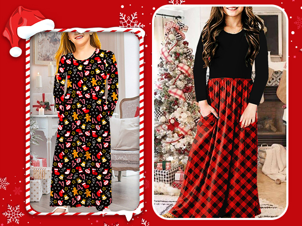 Kids Buffalo Plaid Maxi Dresses