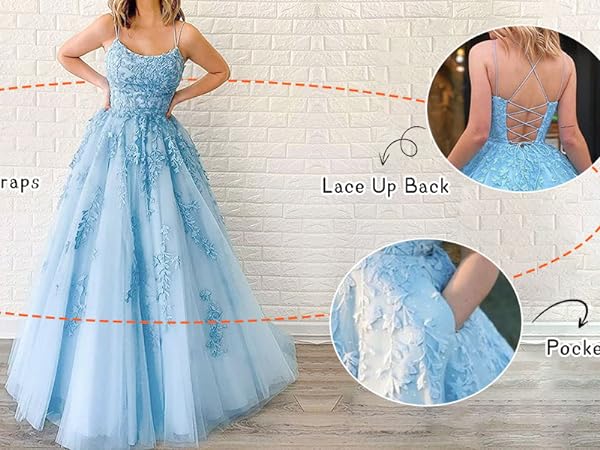 Ball Gowns Spaghetti Straps Prom Dresses for Teens 2024 Fairy Flower Tulle Maid of Honor Dresses