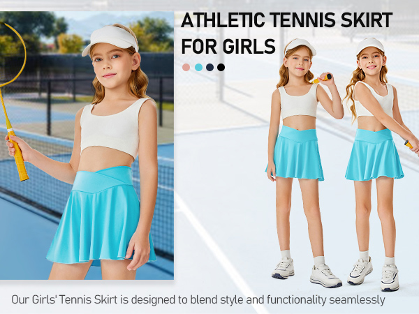 Gilrs Pleated Tennis Skirt with Pockets