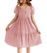 boho holiday party dress girls summer dress girls puff sleeve dress girls short sleeve dress