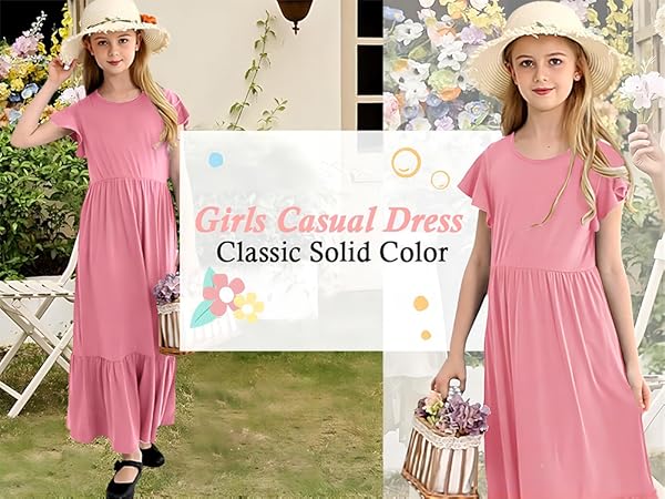 girls casual dress girls loose dress girls flowy dress girls swing dress girls long maxi dress