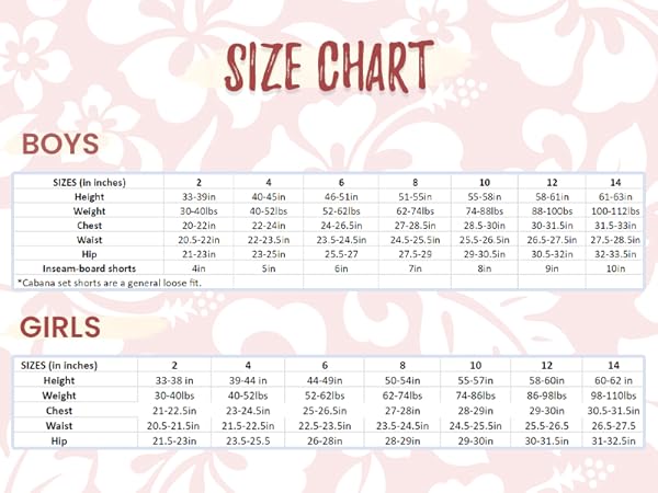 Boys & Girls Size Chart