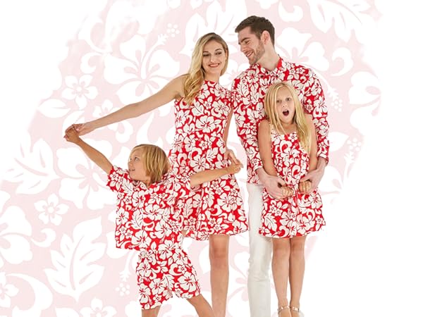 Vintage Hibiscus Red - Family Matching