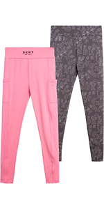 DKNY Girls'' Active Leggings - 2 Pack Capri Performance Leggings