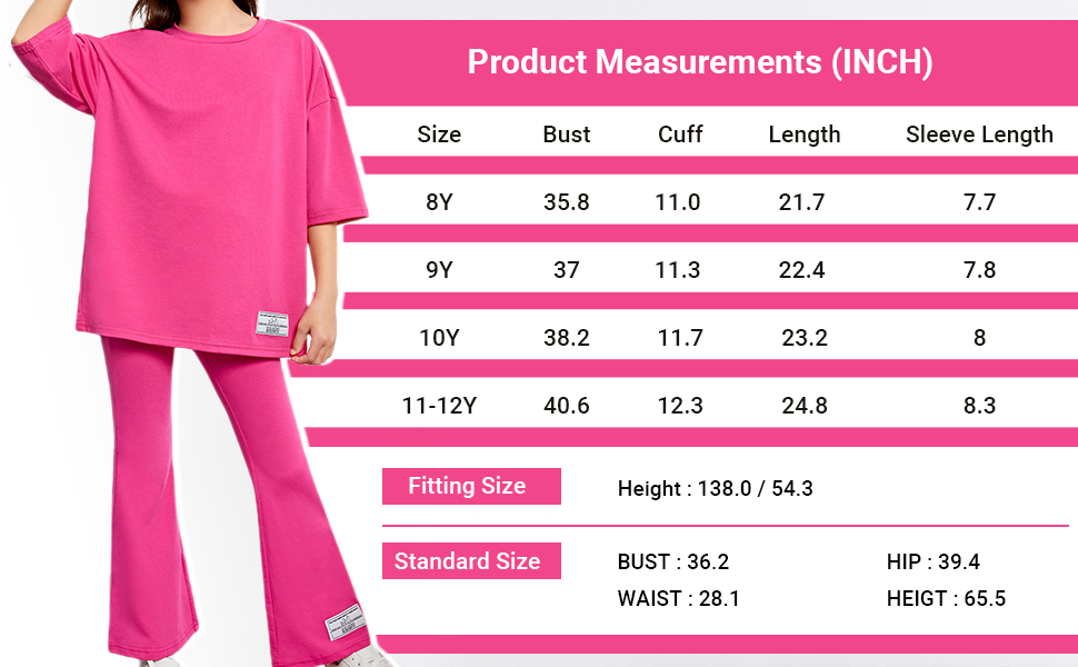 loose tee shrit & pants sets for girls