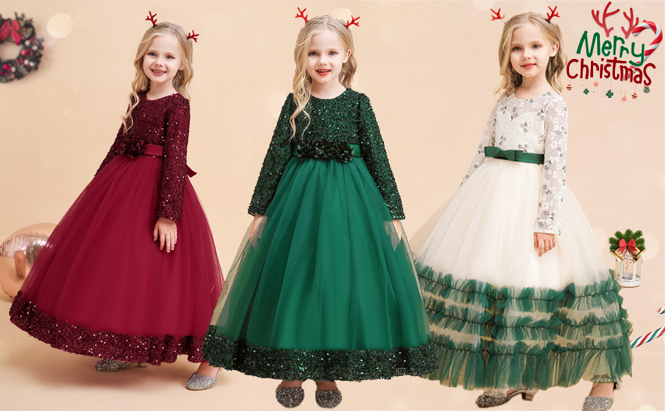 Long Sleeve Sequins Christmas Party Dresses