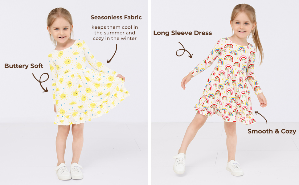 Seasonless and breathable fabric keeps toddler girls comfortable all day. 