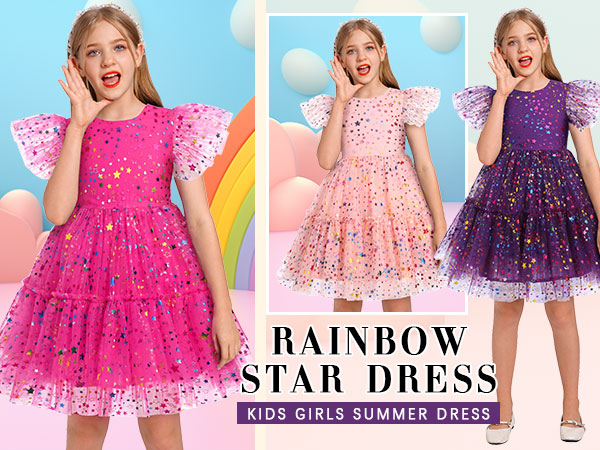 Sparkly rainbow dress for girls