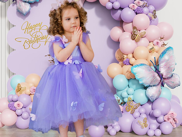 Toddler Butterfly Tulle Dress Purple Butterfly Dress for Girls Butterfly Birthday Girl Dress