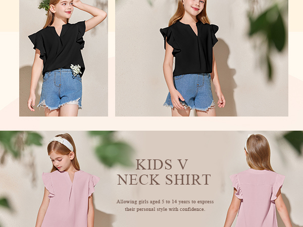 Girls Ruffle Sleeve Blouse