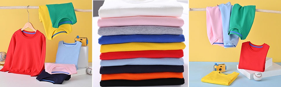 Boys Girls Crewneck Sweatshirts Toddler Baby Sweatshirt Solid Cotton Long Sleeve Active Pullover