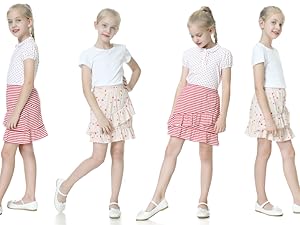 girls cut skirts with shorts underneath attached shorts 100% cotton soft comfortable