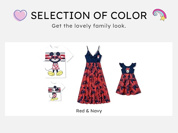 Disney Mickey and Friends Family Vacation Matching Ruffled Cami Dresses and Striped T-Shirts Sets