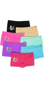 girls pack of six shorts with characters seamless boyshorts