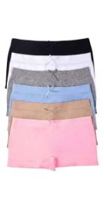 girls pack of six microfiber shorts pastel basic colors basics boyshorts