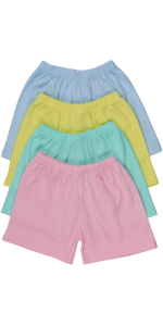 girls pack of four one hundred percent cotton shorts