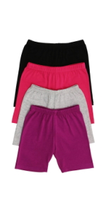 girls pack of four cotton blend shorts