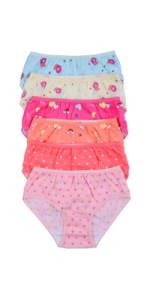 girls pack of six bikini panty panties patterned plain