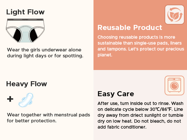 Reusable Girls Period Underwear