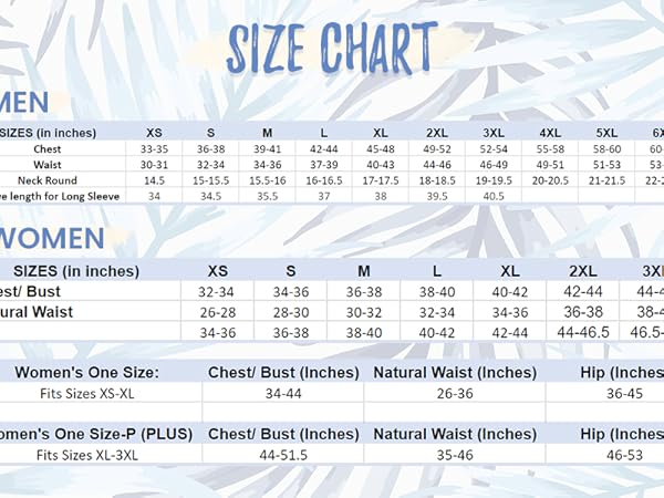 Men &amp; Women Size Chart