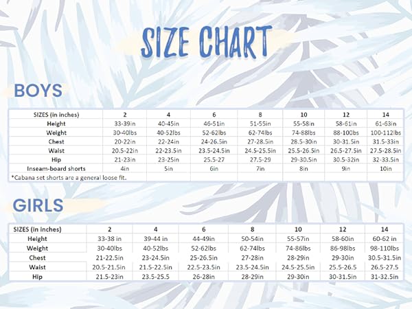 Boys &amp; Girls Size Chart